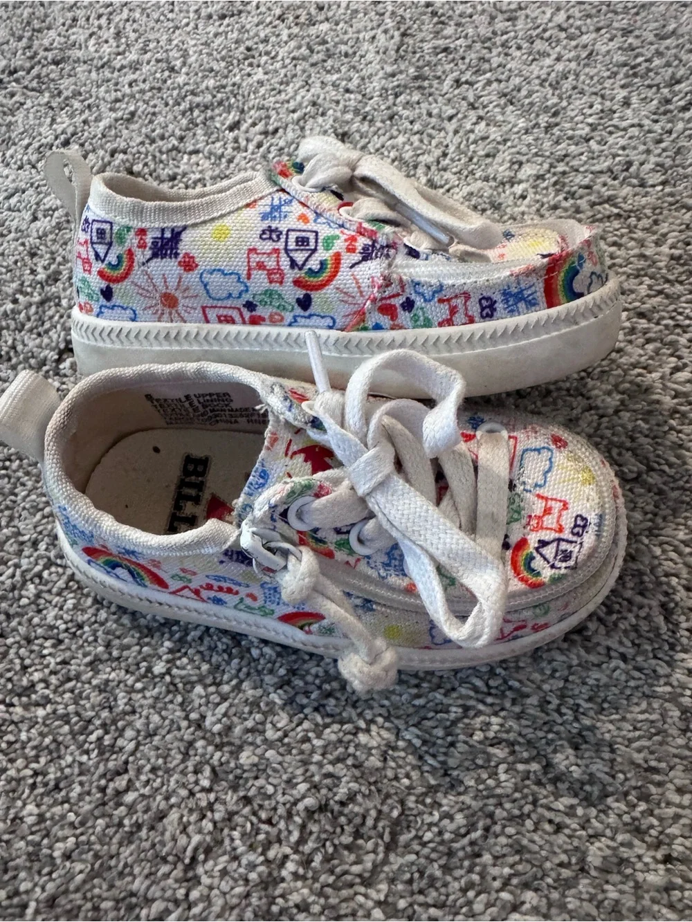 Toddler White Canvas Sneakers with Colorful Print